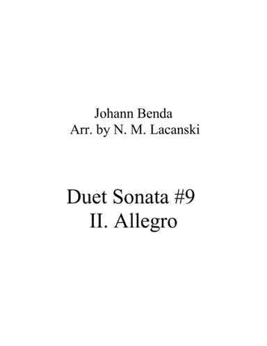 Duet Sonata #9 Movement 2 Allegro (arr. Nick Lacanski)