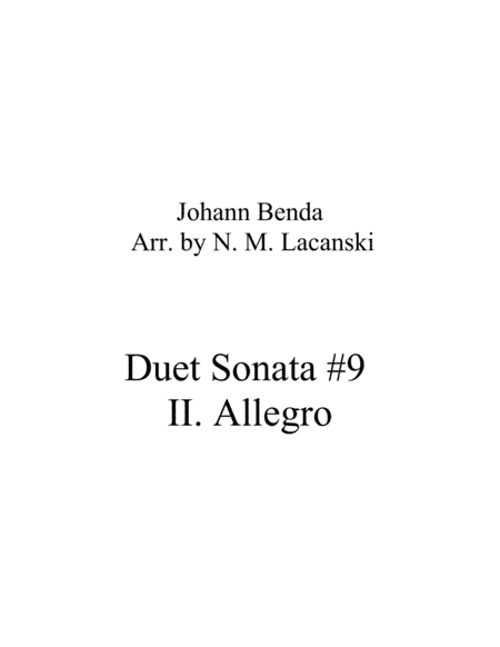Duet Sonata #9 Movement 2 Allegro (arr. Nick Lacanski)