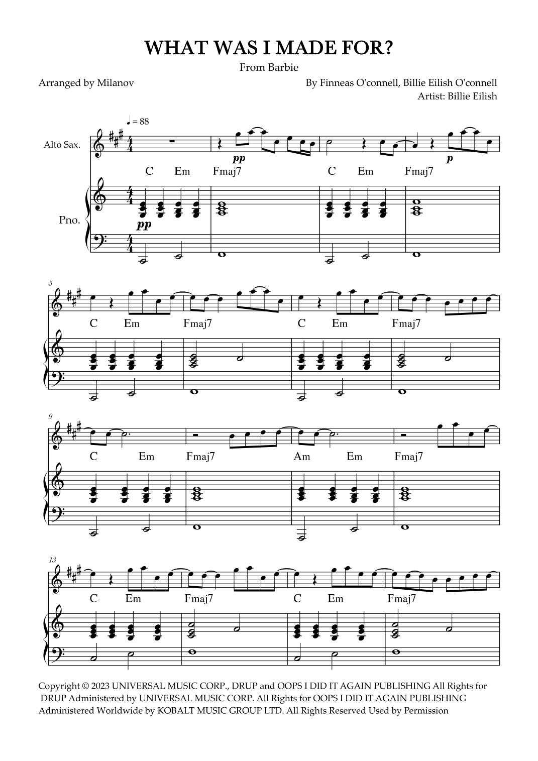 What Was I Made For? (arr. Milanov)