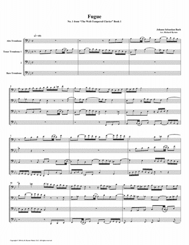 Fugue 01 from Well-Tempered Clavier, Book 1 (Trombone Quartet) (arr. Richard Byrnes)