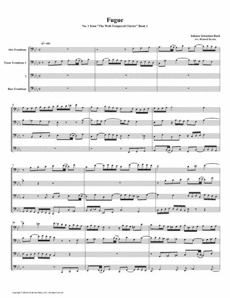 Fugue 01 from Well-Tempered Clavier, Book 1 (Trombone Quartet) (arr. Richard Byrnes)