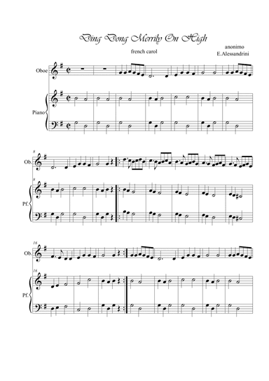 Ding dong Merrily on high. Oboe and piano (arr. Ester Alessandrini)