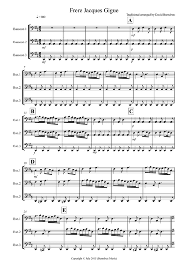 Frere Jacques Gigue for Bassoon Trio (arr. David Burndrett)