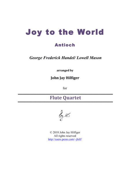Joy to the World for Flute Quartet (arr. John Jay Hilfiger)