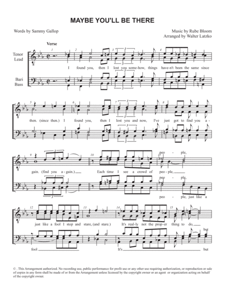 Maybe You'll Be There (arr. Walter Latzko)