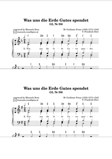 Was uns die Erde Gutes spendet (Gotteslob 186) (arr. Manuela Rosa)