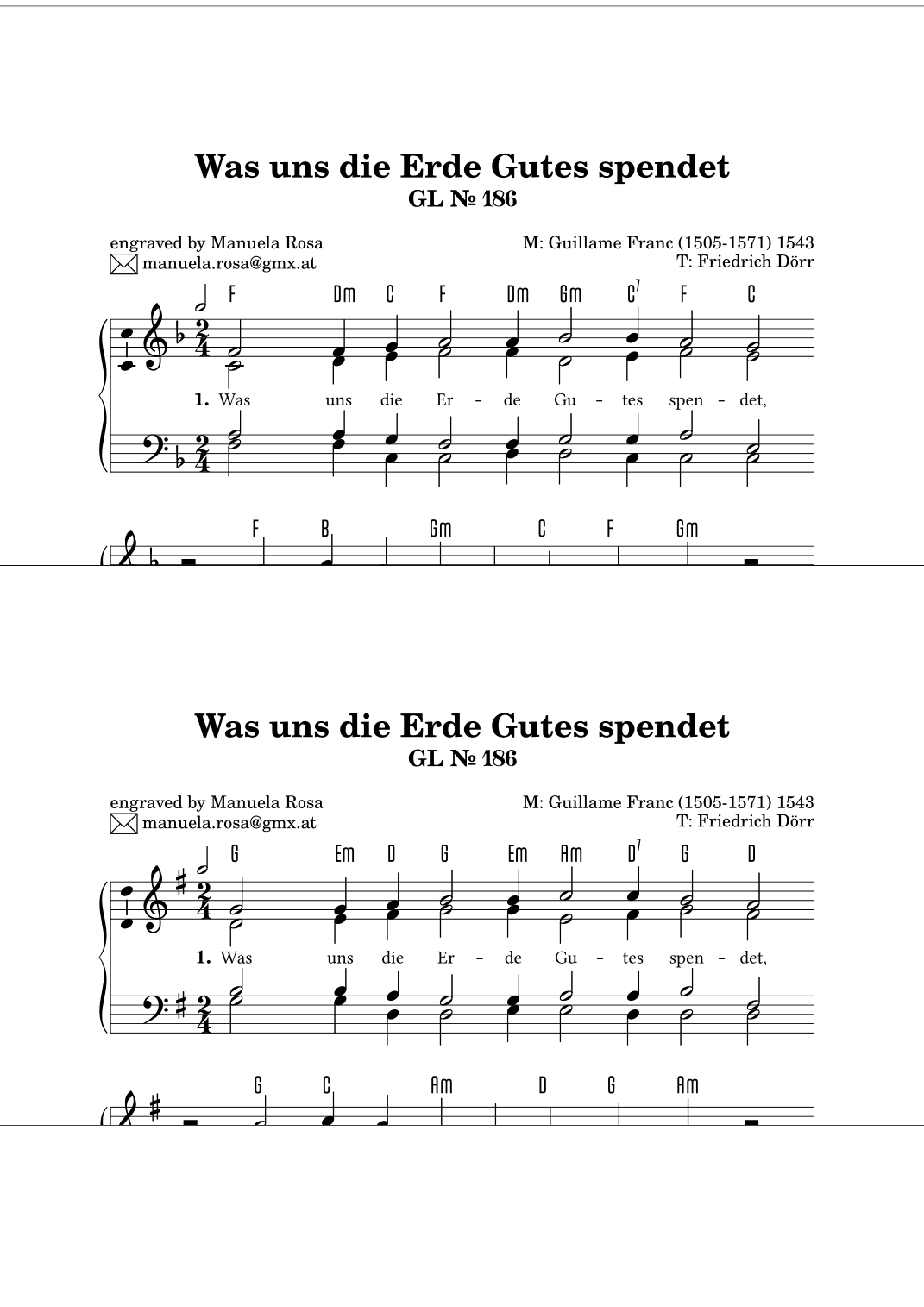 Was uns die Erde Gutes spendet (Gotteslob 186) (arr. Manuela Rosa)