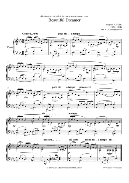 Beautiful Dreamer - Piano (arr. Anne L Christopherson GRSM ARCM)