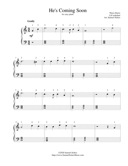 He's Coming Soon (In These, the Closing Days of Time) - for easy piano (arr. Samuel Stokes)