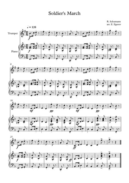 Soldier's March, Robert Schumann, For Trumpet & Piano (arr. Eugene Egorov)