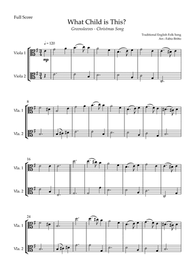 What Child is This? - Greensleeves (Christmas Song) for Viola Duo (arr. Fabio Britto)