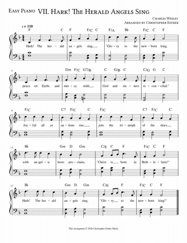 Hark! The Herald Angles Sing for Easy Piano (arr. Christopher Esther)