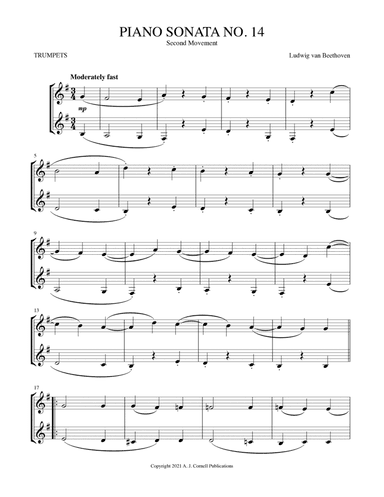 Piano Sonata No. 14, Second Movement (arr. Mark Phillips)