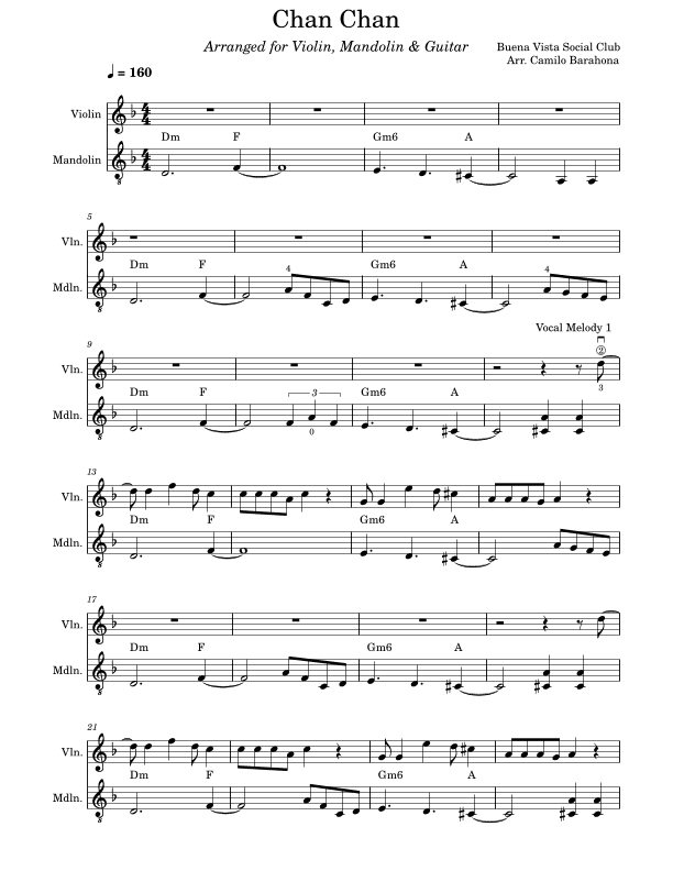 Chan Chan (chan Chan Son) (arr. Camilo Barahona)