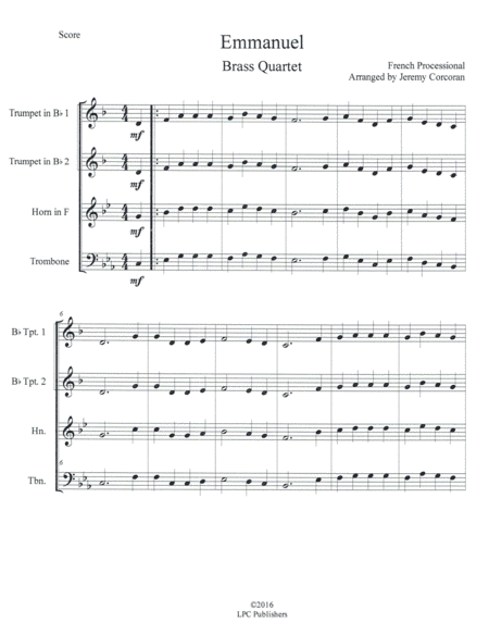 Oh Come, Emmanuel for Brass Quartet (arr. Jeremy Corcoran)