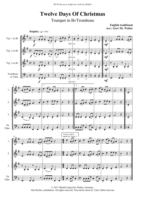 Twelve Days Of Christmas (arr. Gert Th. Walter)