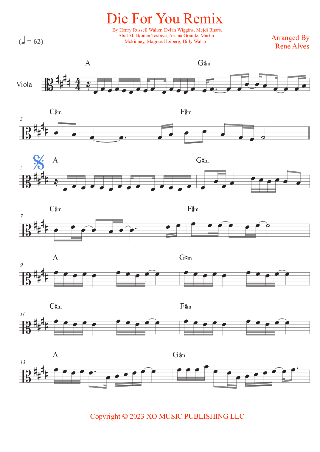 Die For You Remix (arr. Rene Alves)