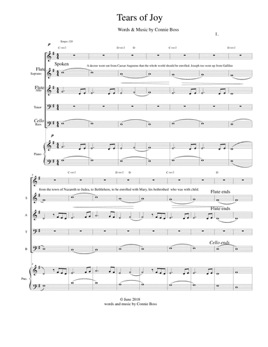 Tears of Joy (Christmas Song) SATB, cello, and flute with piano