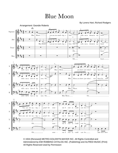 Blue Moon (arr. Geordie Roberts)