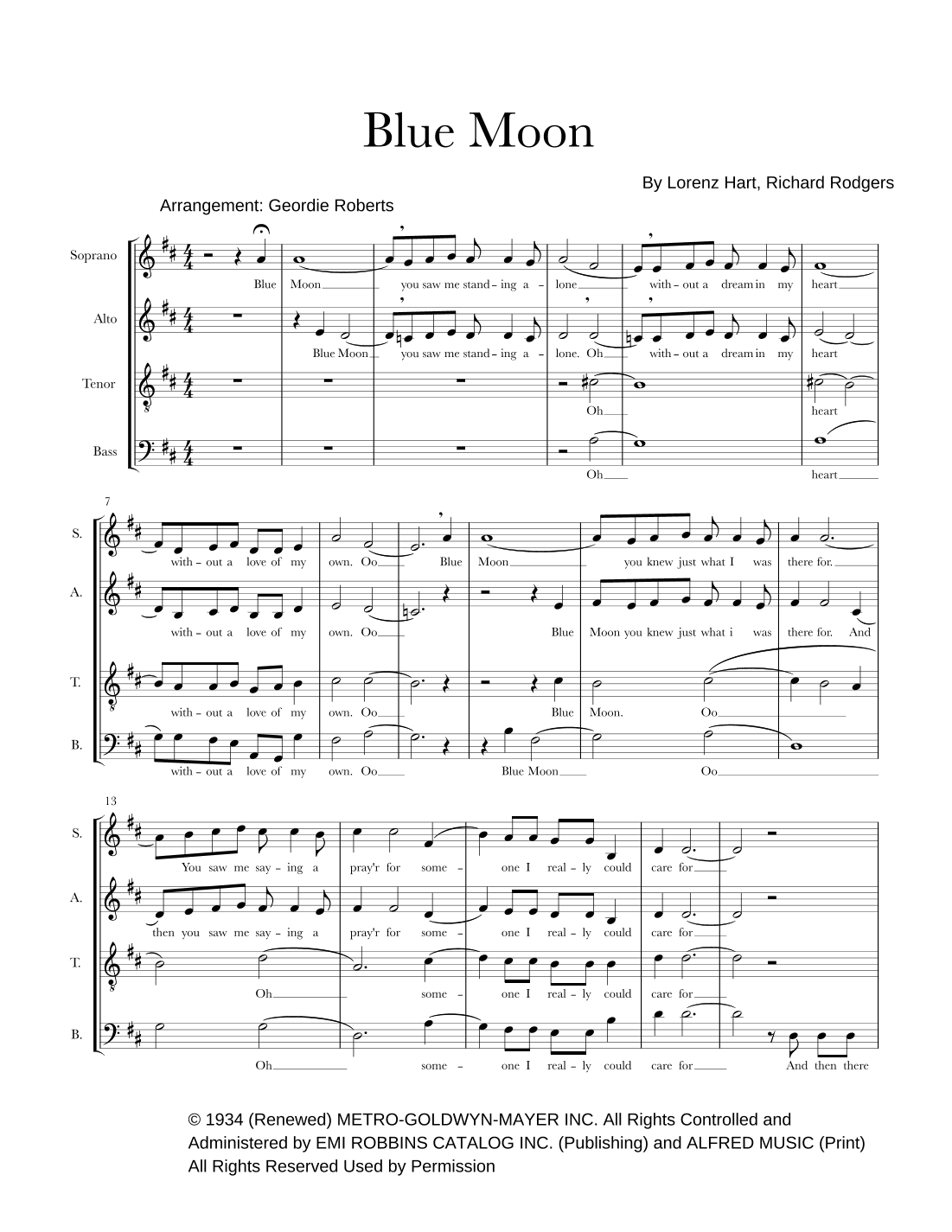 Blue Moon (arr. Geordie Roberts)