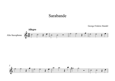 Sarabande - George Frideric Handel (Alto Sax) (arr. Digital Book Music)