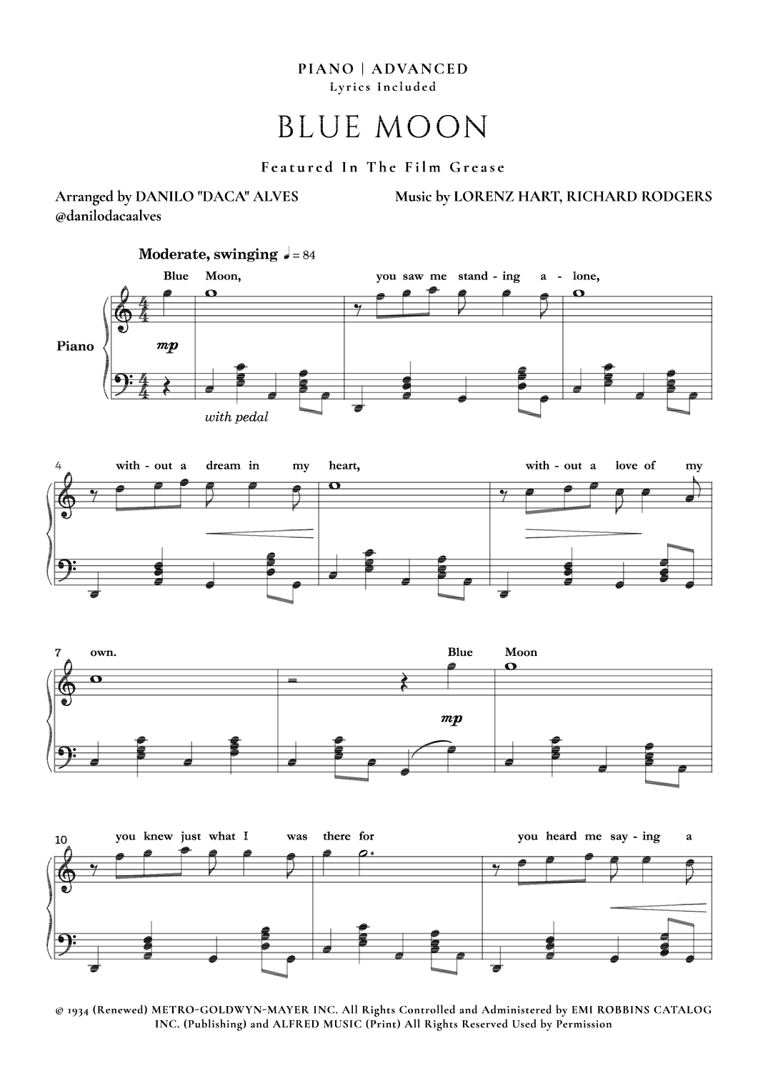 Blue Moon (arr. Danilo "Daca" Alves)