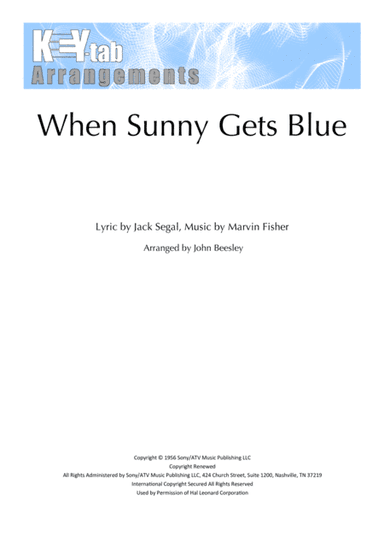 When Sunny Gets Blue (arr. John Beesley)
