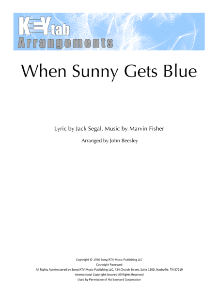 When Sunny Gets Blue (arr. John Beesley)