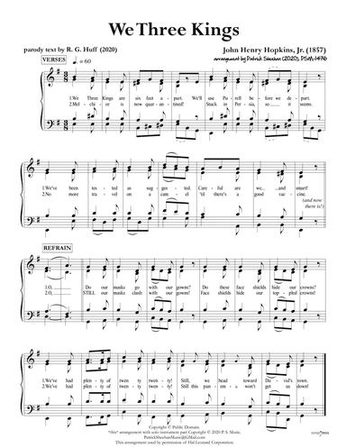 We Three Kings (pandemic parody) (arr. R. G. Huff (lyrics), Patrick Sheehan (harmonization))