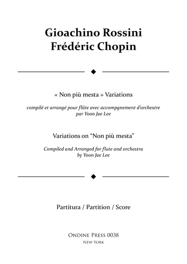 Variations on 'Non piu mesta' for Flute and Orchestra - Score Only (arr. Yoon Jae Lee)