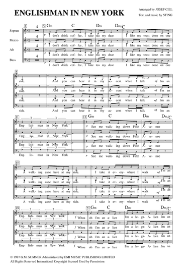 Englishman In New York (arr. Josef Ciel)