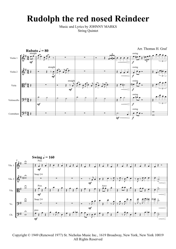 Rudolph The Red-nosed Reindeer (arr. Thomas Graf)
