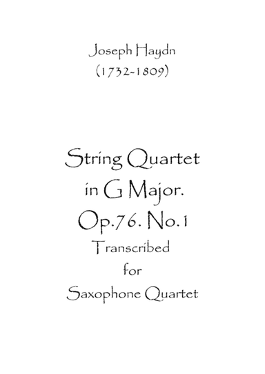 String Quartet in G Major Op.76 No.1 (arr. Spence Bundy)