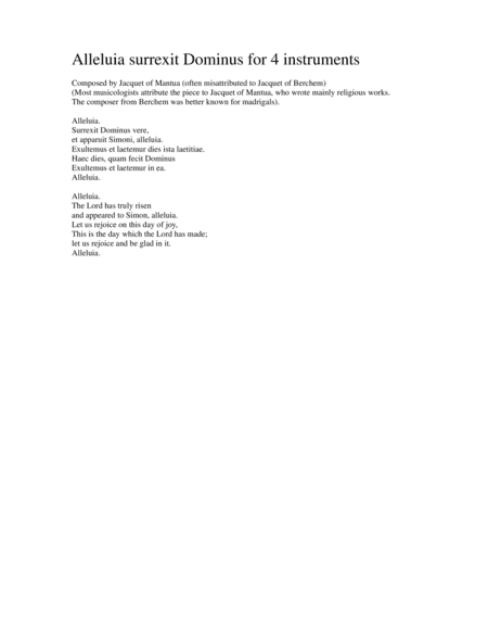 Alleluia surrexit Dominus (Easter anthem) arranged for 4 violas (arr. David Warin Solomons)