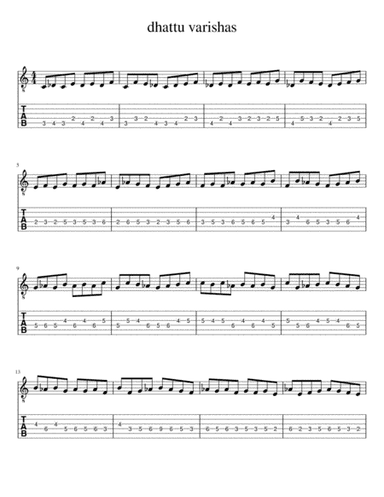 dhattu varishas (south indian music exercise 3) (arr. indian guitar lessons)