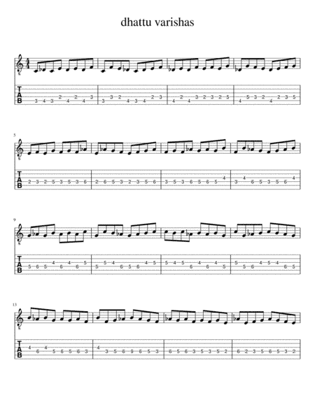 dhattu varishas (south indian music exercise 3) (arr. indian guitar lessons)