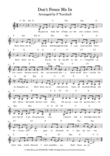 Don't Fence Me In (arr. F Turnbull)
