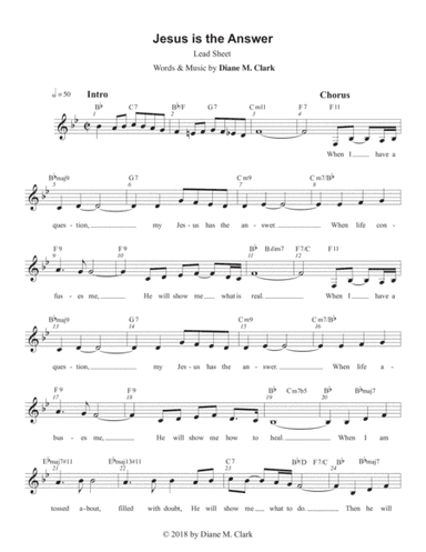 Jesus is the Answer (Bb Major) LEAD SHEET