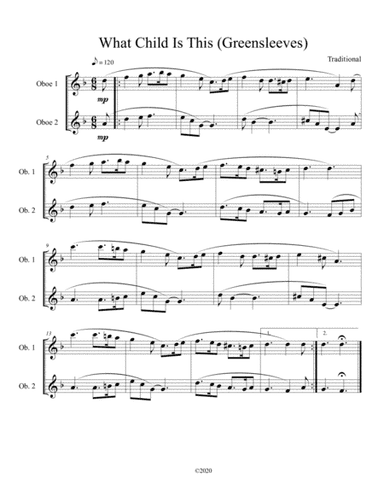 What Child Is This (Greensleeves) for oboe duet (arr. Ben Dockery)