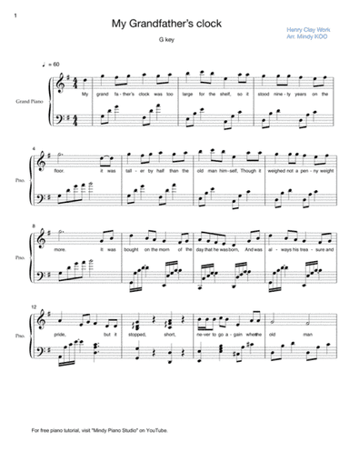 My Grandfather's Clock - G key (arr. Mindy KOO)