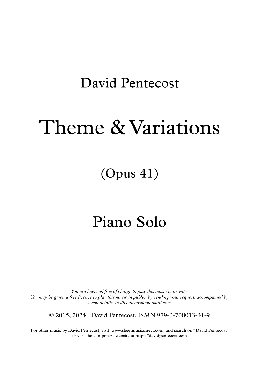 Theme & Variations, Opus 41