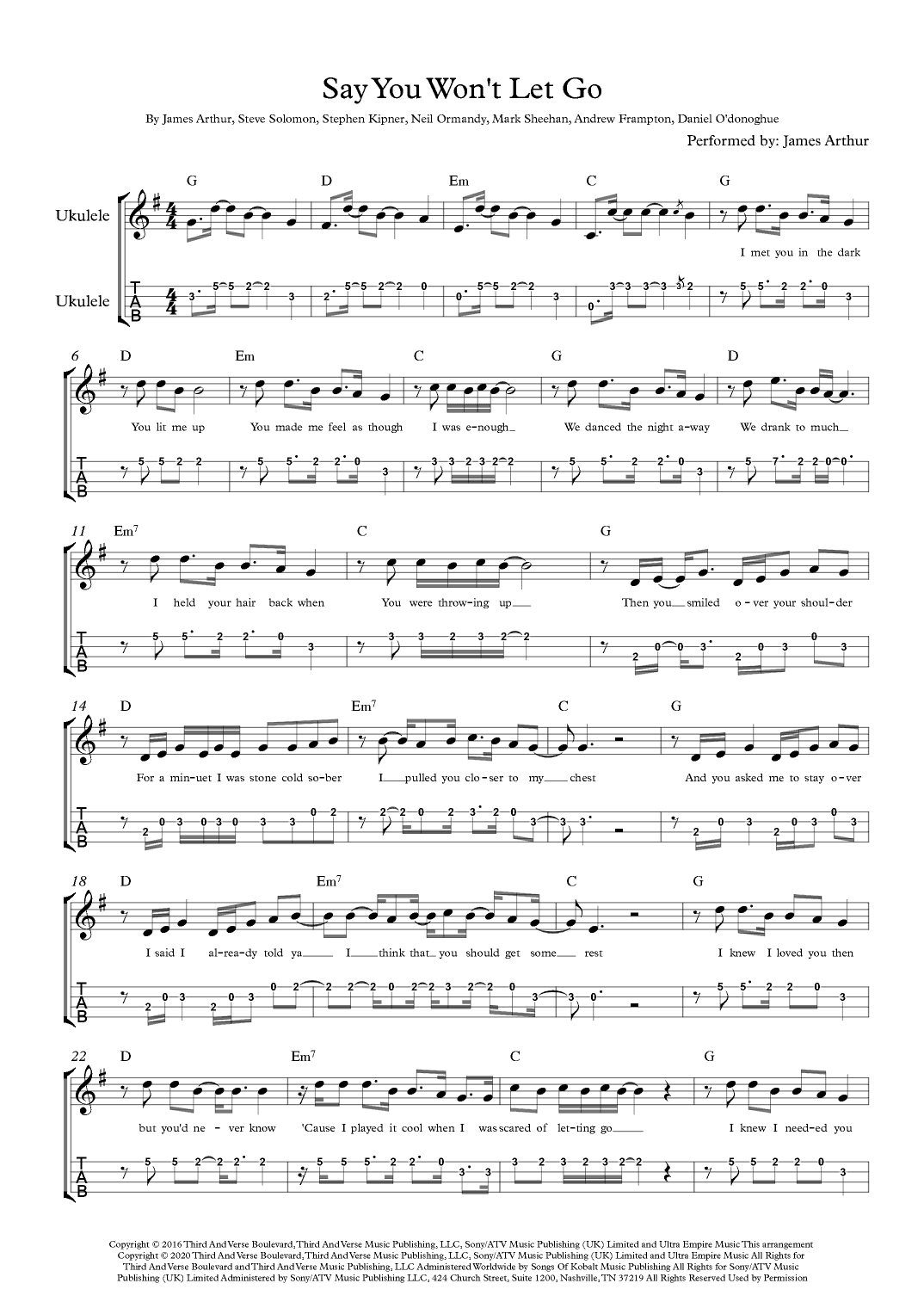 Say You Won't Let Go (arr. Arr. MDS)