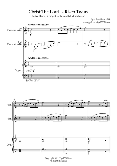 Christ The Lord Is Risen Today (Lyra Davidica), for Trumpet Duet and Organ (arr. Nigel Williams)