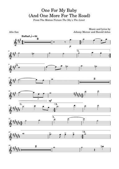 One For My Baby (and One More For The Road) (arr. David Lartey)