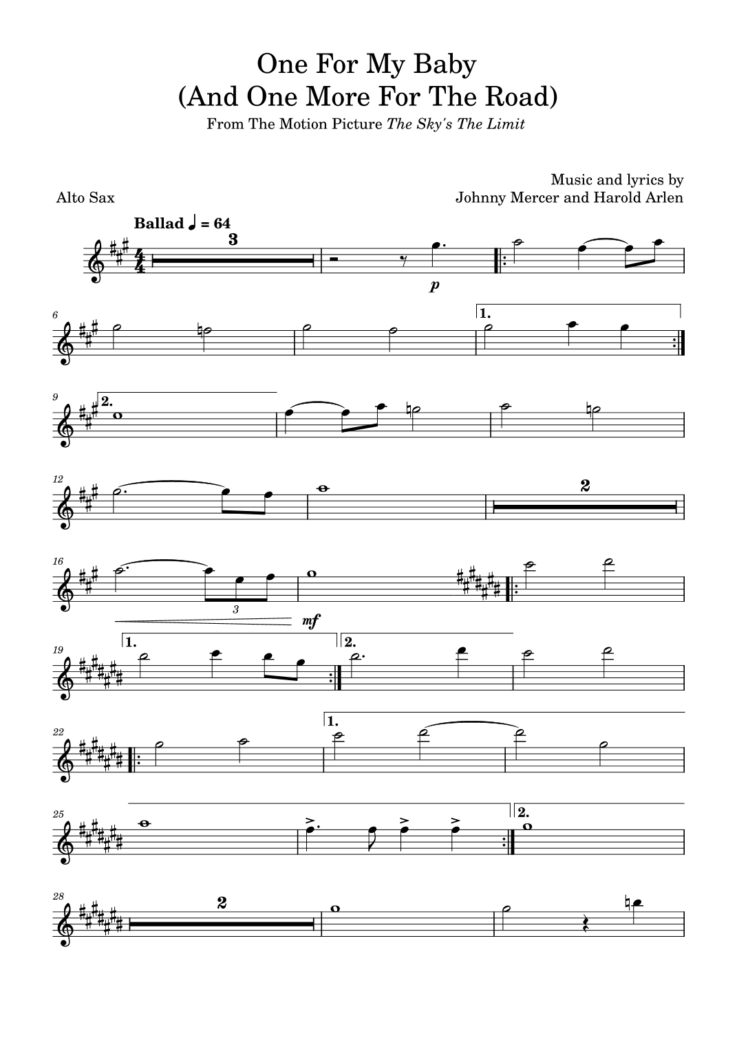 One For My Baby (and One More For The Road) (arr. David Lartey)