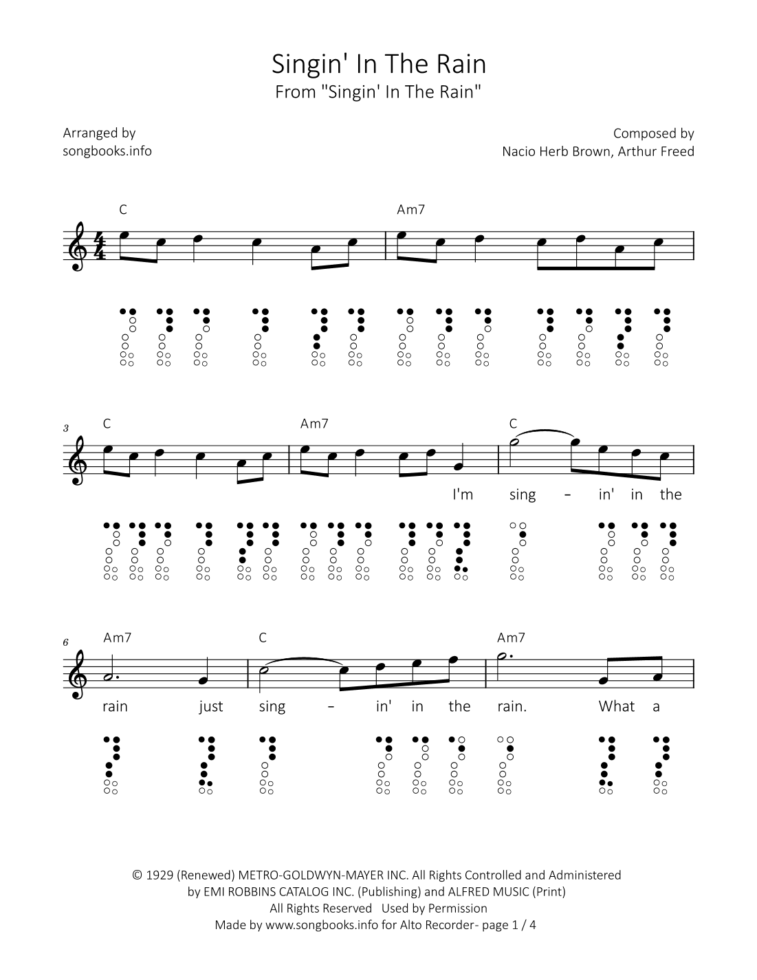 Singin' In The Rain (arr. songbooks.info)