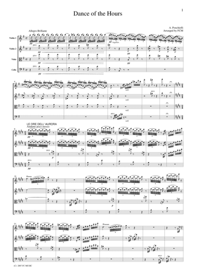 Ponchielli  Dance of the Hours, for string quartet, CP301 (arr. FCMUSIC)