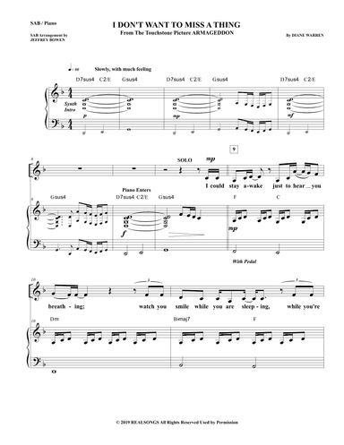 I Don't Want To Miss A Thing (arr. Jeffrey Bowen)