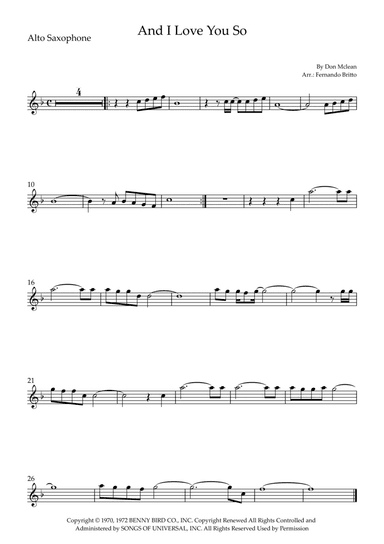 And I Love You So (arr. Fernando Britto)