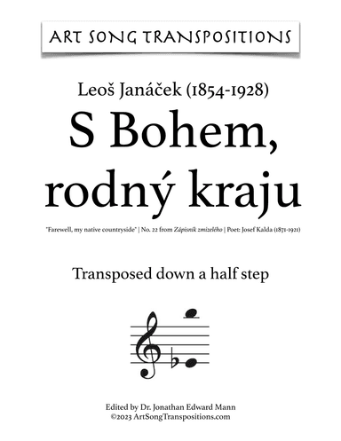 JANÁCEK: S Bohem, rodný kraju (transposed down a half step) (arr. ArtSongTranspositions.com)